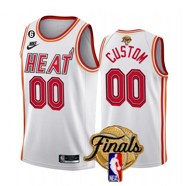 Men's White Miami Heat Active Player Custom 2023 Finals Classic Edition With NO.6 Patch Stitched Basketball Jersey